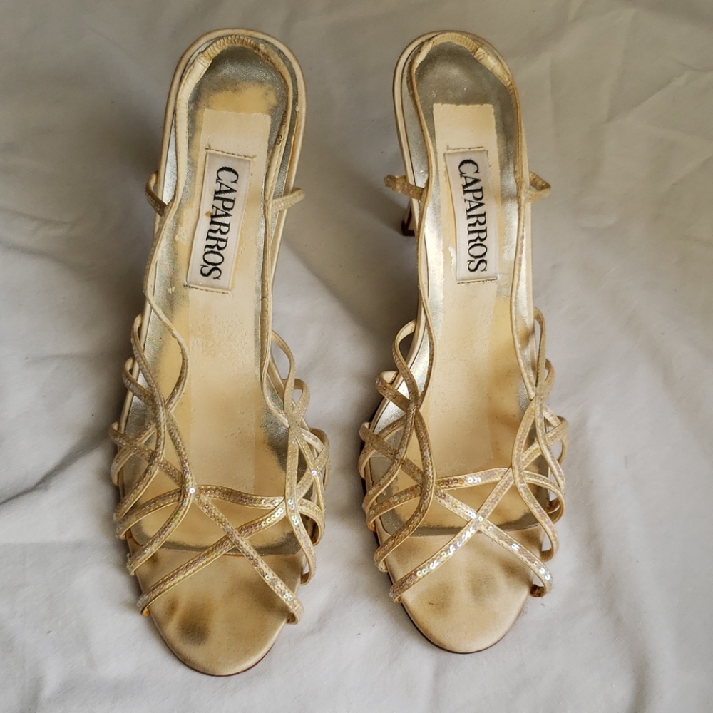Caparros Sequin Satin Evening Sandals